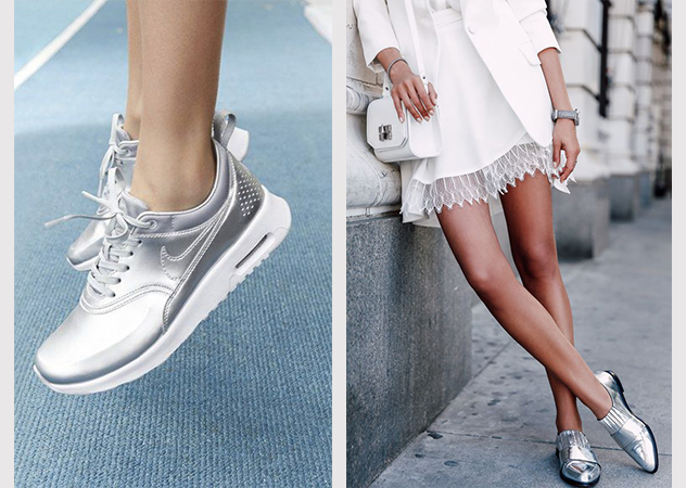 silver shoes