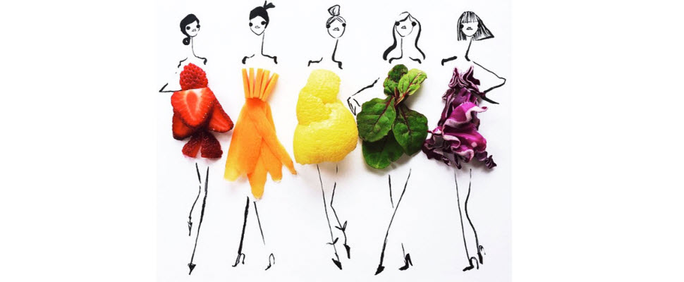 蔬果搭配簡單線條，變身成時尚女郎