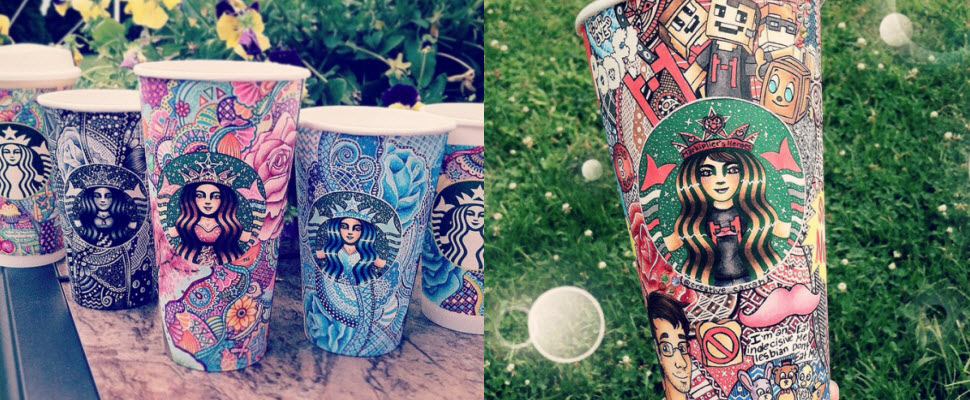 有藝術天分就是不一樣～明明都是星巴克紙杯，她的就這麼精緻！