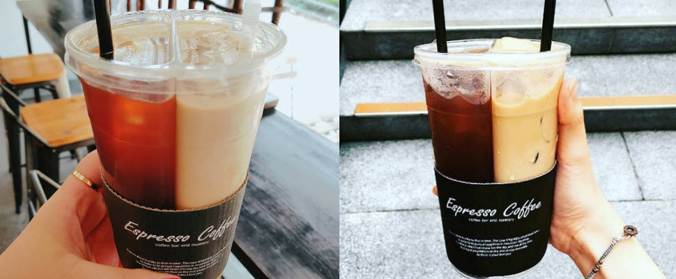 韓國雙色隨手杯，苦澀美式搭配濃醇拿鐵，一次滿足咖啡控的需求！