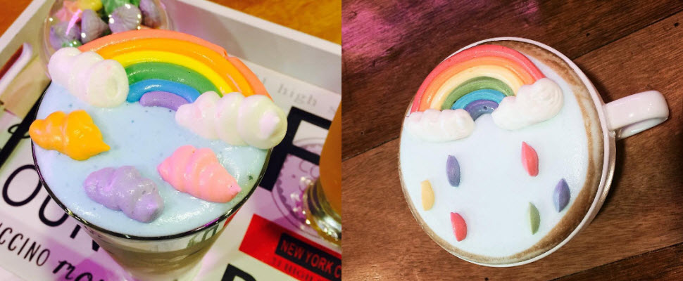 你知道彩虹喝起來是什麼滋味嗎？快跟著韓妞喝杯彩虹咖啡吧！