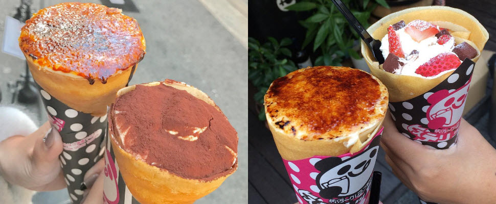 好幸福～可麗餅內餡竟然是滿滿的烤布蕾，女孩的體重又要失控了...