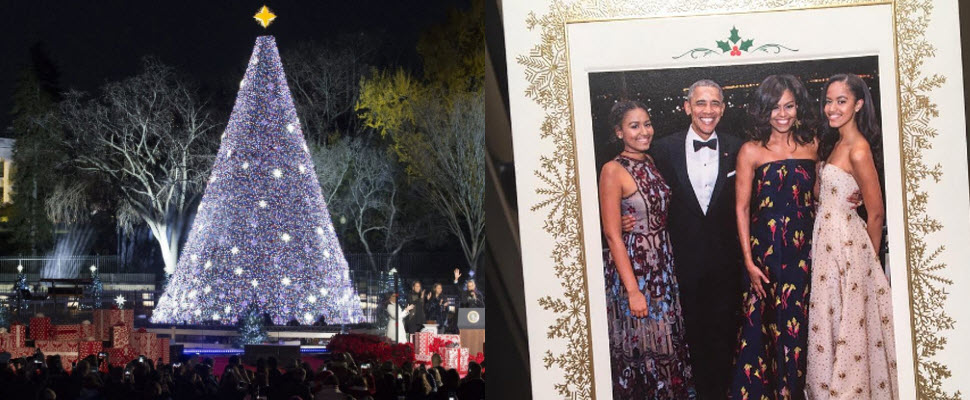 Obama任內最後一次的聖誕卡片，多了牠們可愛的足跡