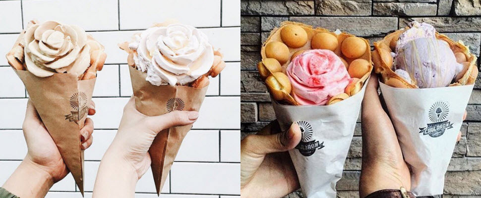超夢幻組合～玫瑰花冰淇淋x雞蛋糕甜筒