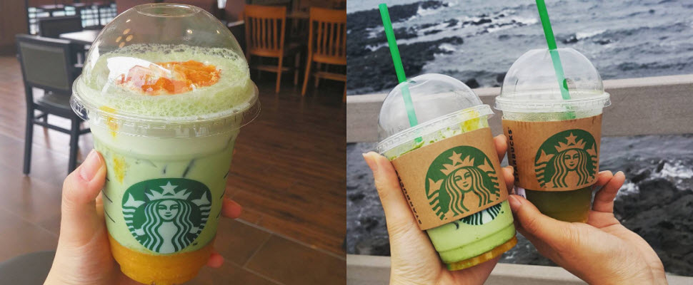 星巴克韓國濟州島限定口味登場囉～柑橘綠茶特調好清爽喔！