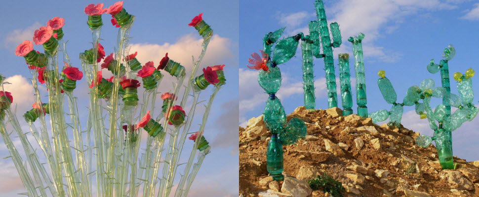 生活處處是藝術！垃圾之王塑膠成了夢幻仙人掌