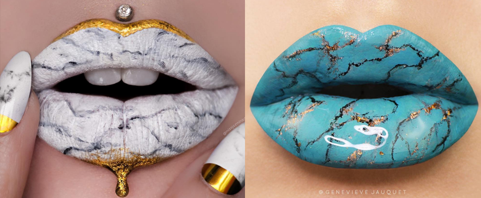 大理石風潮還沒退！化這唇妝上街未免太潮了吧～