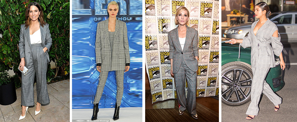 入秋帥出新高度，好萊塢女星最近都在穿「灰格子西裝」～