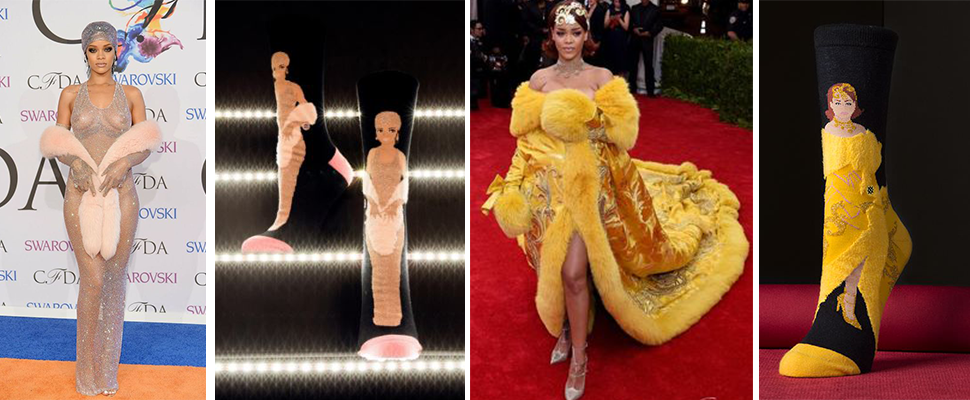 這雙襪也太招搖～蕾哈娜「皇袍襪」霸氣開賣，鐵粉秒殺！