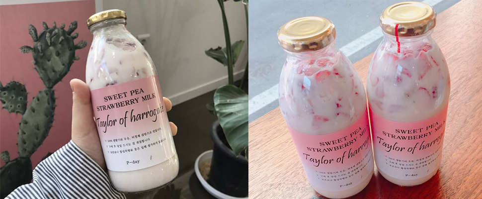 韓國曝光率極高的草莓牛奶超誘人，滿滿的新鮮果粒太犯規啦～